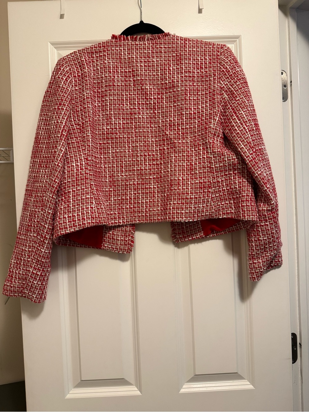 Loft Red Tweed Collarless Jacket - Picture 7 of 8